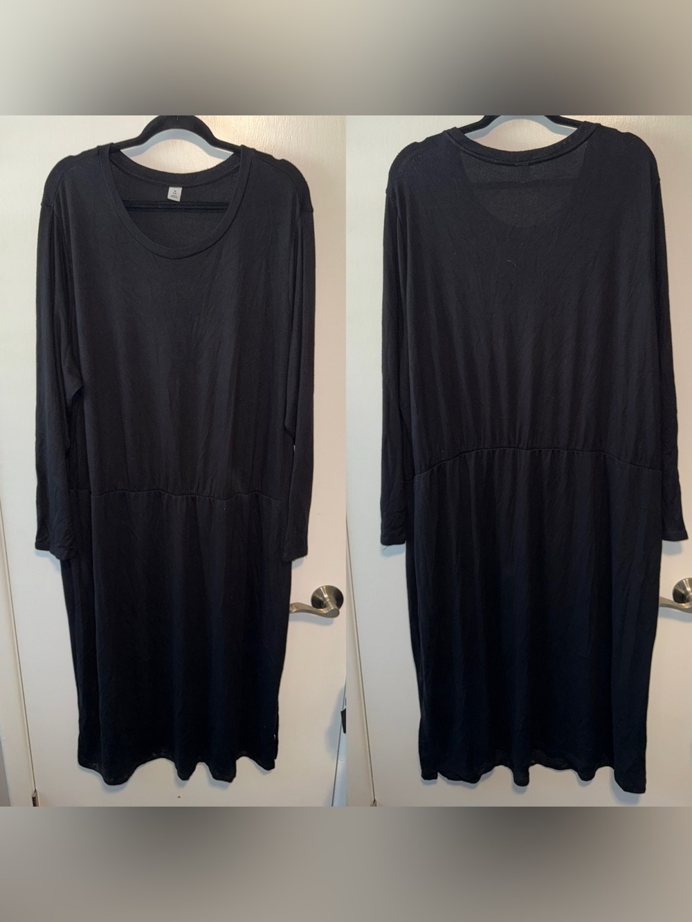 Old Navy Black Long-Sleeve Midi Dress